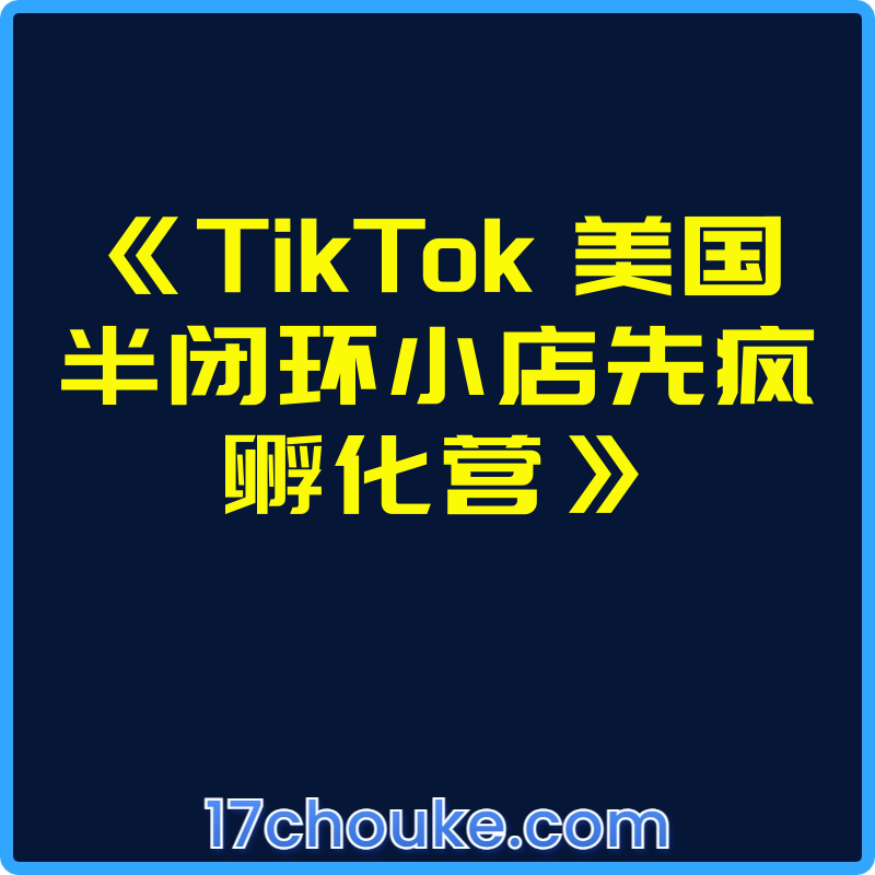 《TikTok 美国半闭环小店先疯孵化营》【视频：17节】-一起筹课网