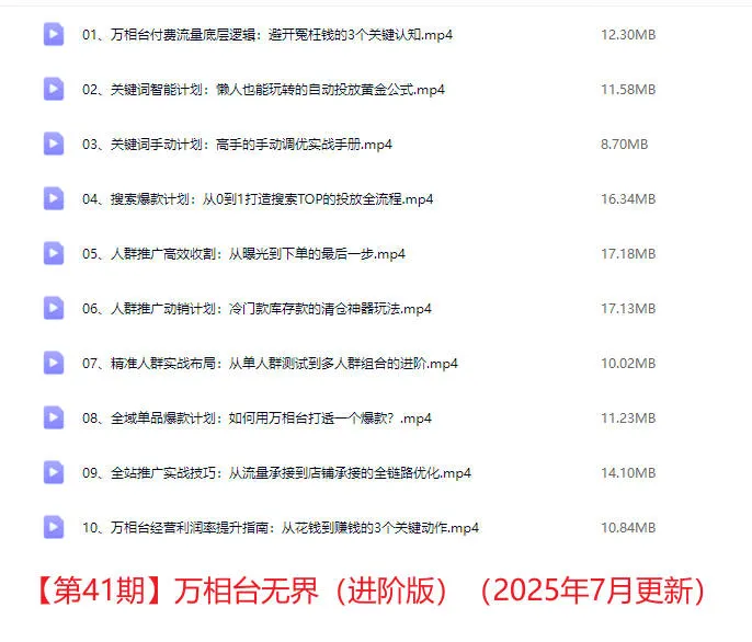 2025年07月19日更新-(白凤电商学院)淘系运营21天速成班