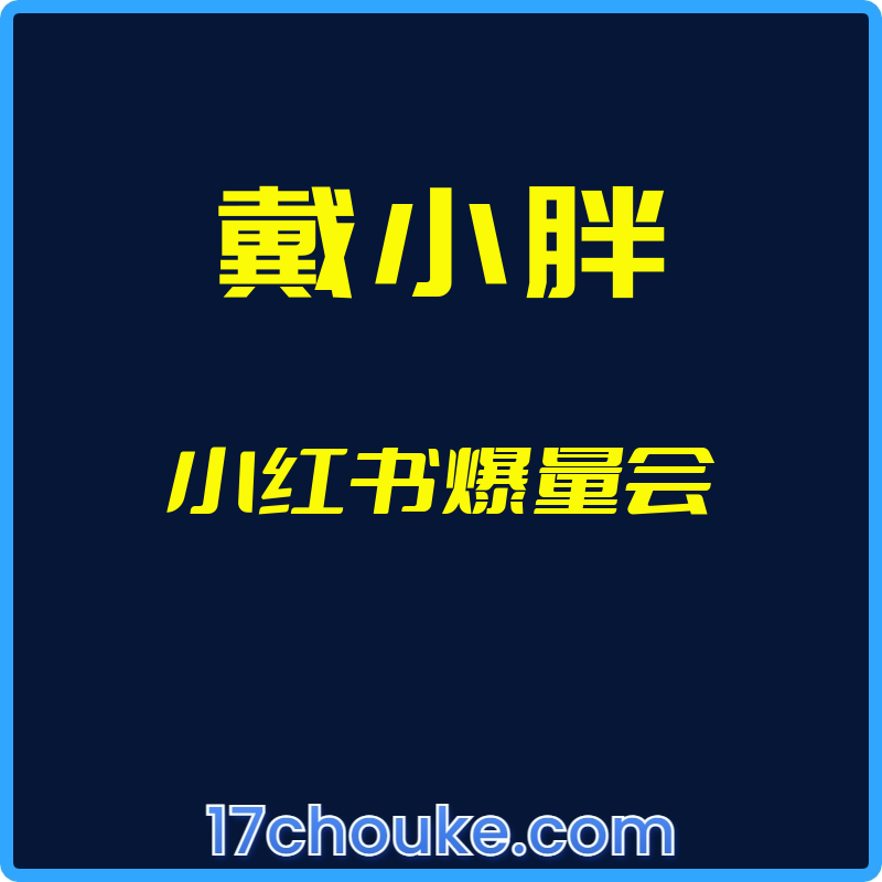 （戴小胖）小红书爆量会【视频：25节】-一起筹课网