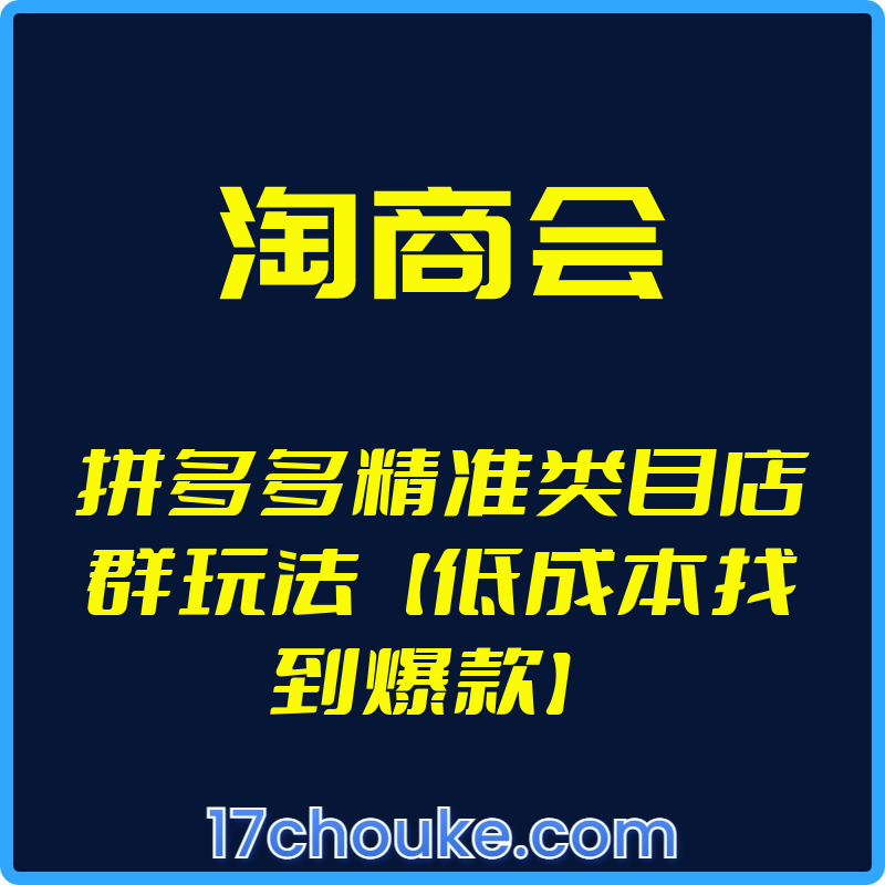 （淘商会）拼多多精准类目店群玩法【低成本找到爆款】【视频：12节】-一起筹课网
