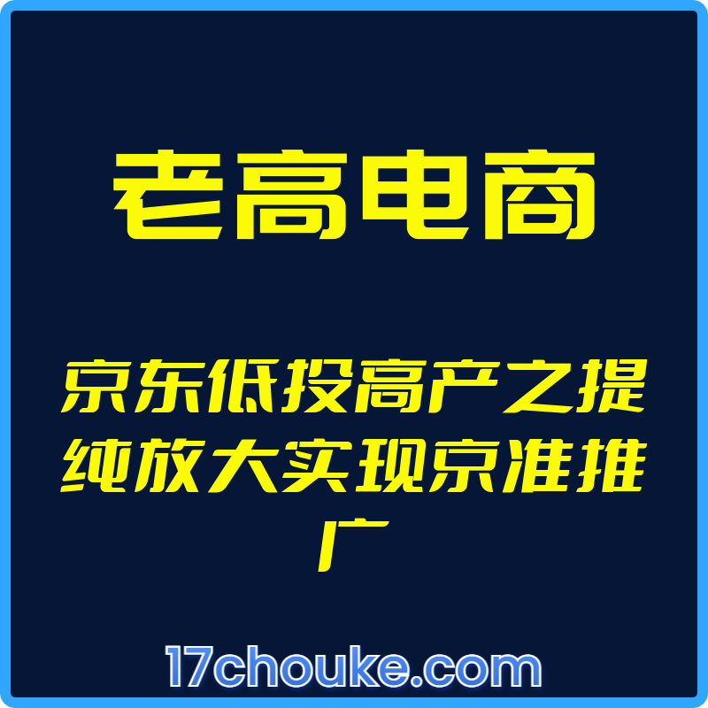 （老高电商）京东低投高产之提纯放大实现京准推广【视频：23节】-一起筹课网