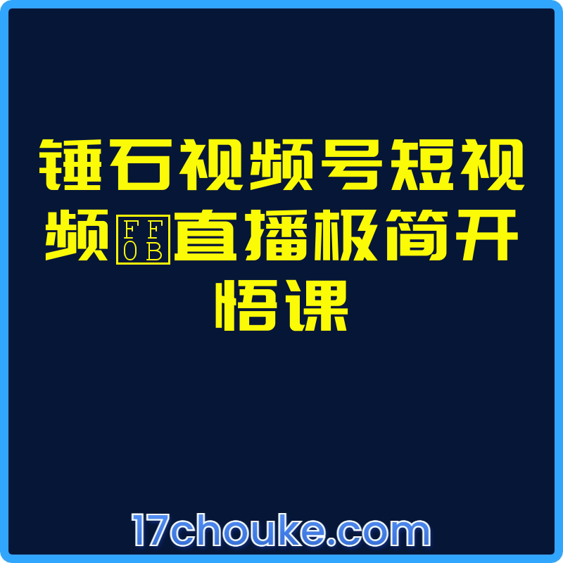 锤石视频号短视频＋直播极简开悟课【视频：27节】-一起筹课网