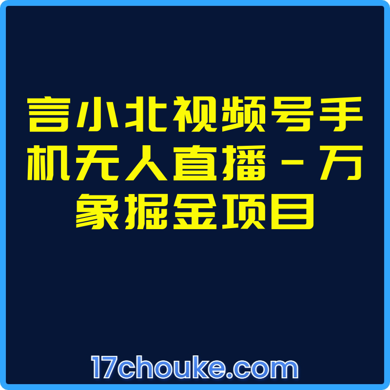 言小北视频号手机无人直播-万象掘金项目【视频：18节】【文件：2个】-一起筹课网