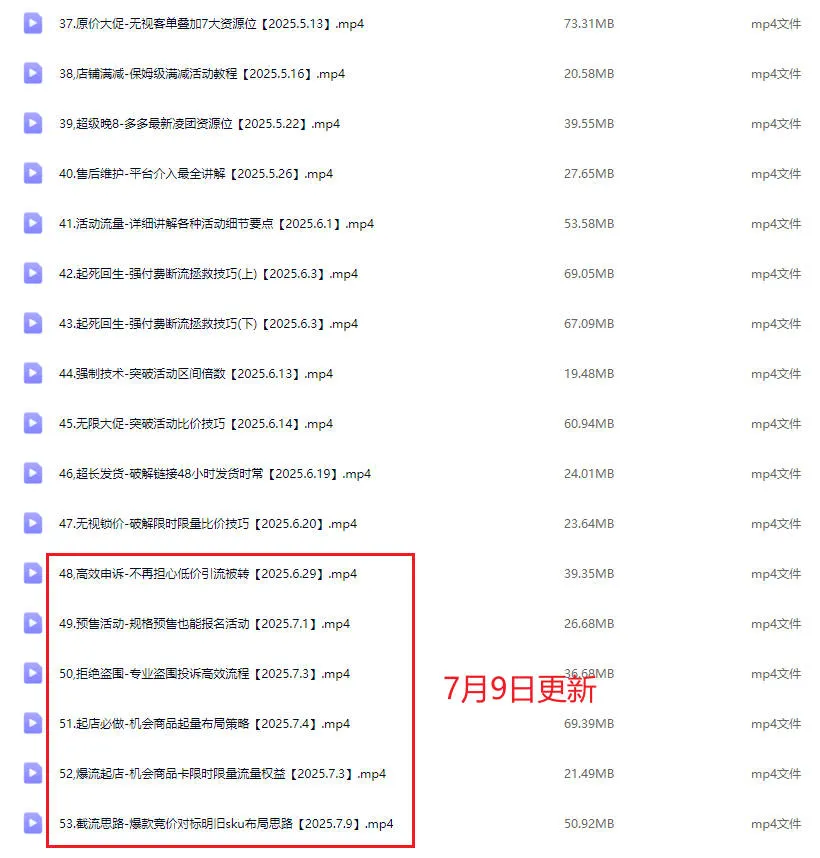 25年07月09日更新-(波仔电商)拼多多年卡会员【视频:53节】
