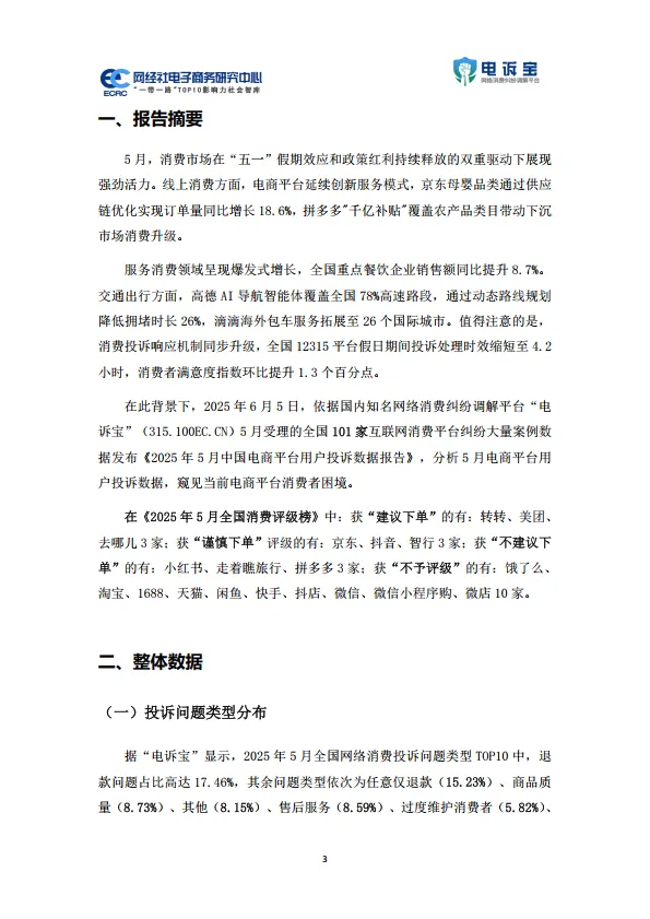图片[3]-2025年5月中国电子商务用户体验与投诉数据报告.pdf-一起筹课网
