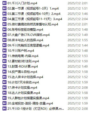 大明老师·底层公式逻辑自然流+千川搭建【视频:21节】