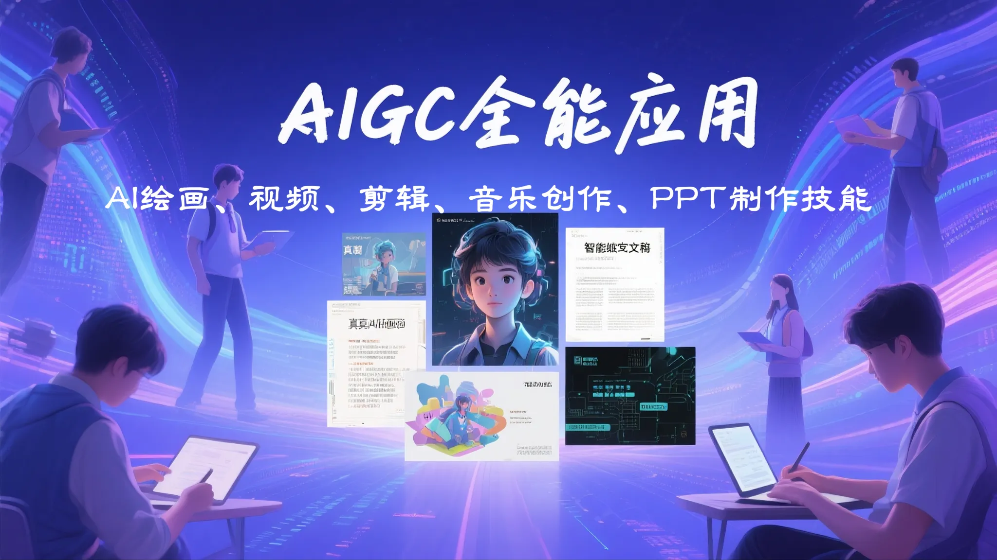 AI绘画、AI视频、数字人、视频剪辑、音乐创作等AIGC综合技能【视频：21节】-一起筹课网