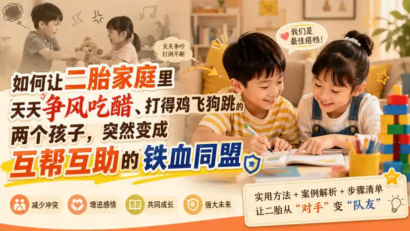 付费文章：如何让二胎家庭里天天争风吃醋、打得鸡飞狗跳的两个孩子，突然变成互帮互助的铁血同盟？-一起筹课网