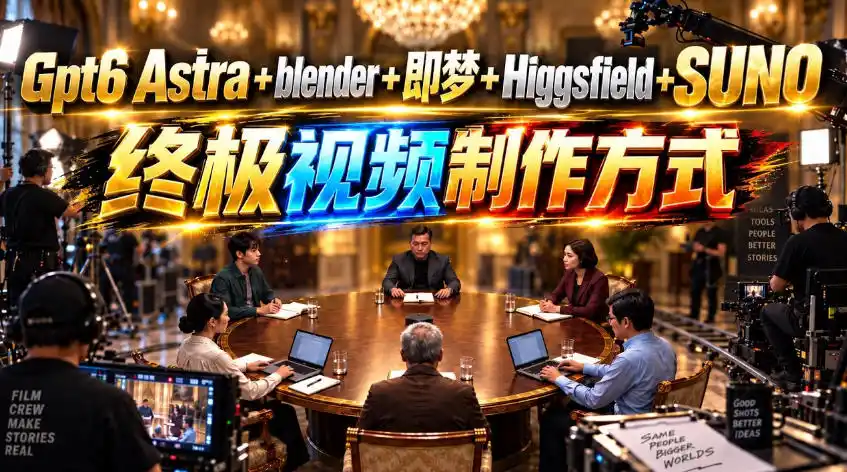 GPT-6 Astra+Blender+即梦+Higgsfield+Suno=终极视频制作方式！-一起筹课网