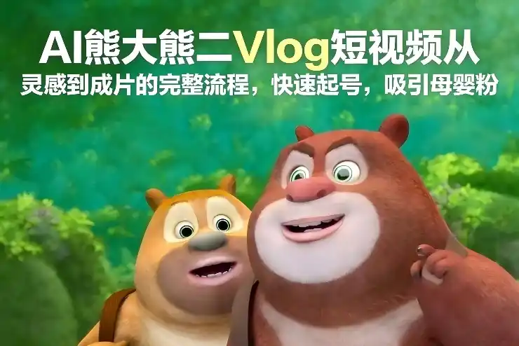 AI熊大熊二Vlog短视频从灵感到成片的完整流程,快速起号,吸引母婴粉-一起筹课网