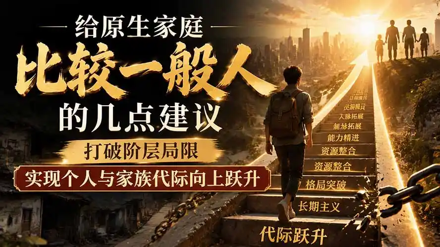 付费文章：给原生家庭比较一般人的几点建议，打破阶层局限，实现个人与家族代际向上跃升-一起筹课网