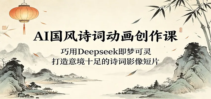 AI国风诗词动画创作课:巧用Deepseek即梦可灵,打造意境十足的诗词影像短片-一起筹课网