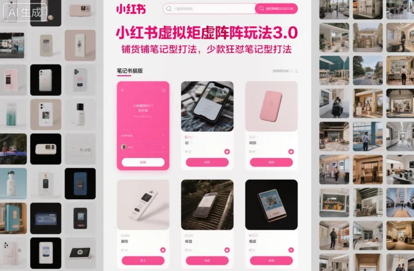 小红书虚拟矩阵玩法3.0，铺货铺笔记型打法，少款狂怼笔记型打法-一起筹课网