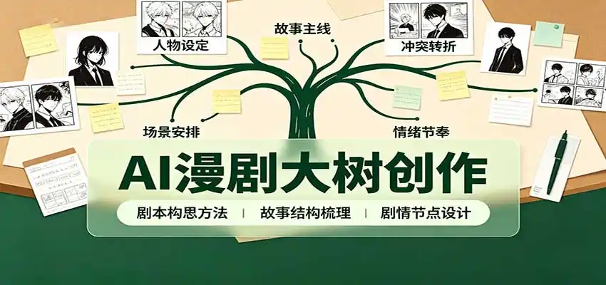 AI漫剧大树创作：剧本构思课程讲解，软件插件配置，配套工具资料完整梳理-一起筹课网