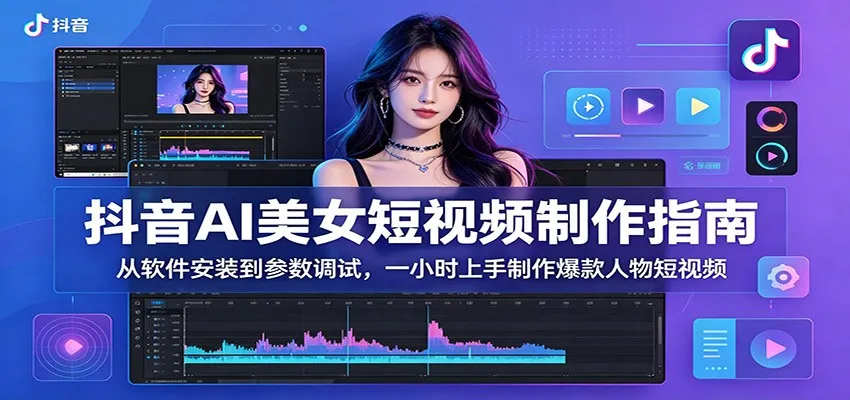 抖音AI美女短视频制作指南：从软件安装到参数调试，一小时上手制作爆款人物短视频-一起筹课网