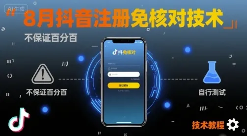 8月抖音注册免核对技术，不保证百分百，自测-一起筹课网