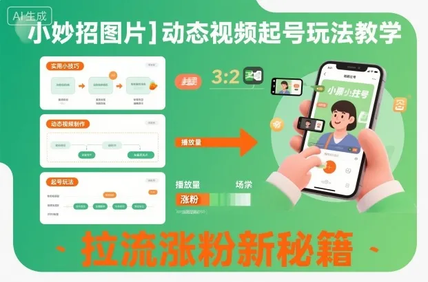 小妙招图片＋动态视频起号玩法教学，拉流涨粉新秘籍-一起筹课网