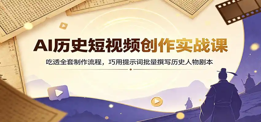 AI历史短视频创作实战课：吃透全套制作流程，巧用提示词批量撰写历史人物剧本-一起筹课网