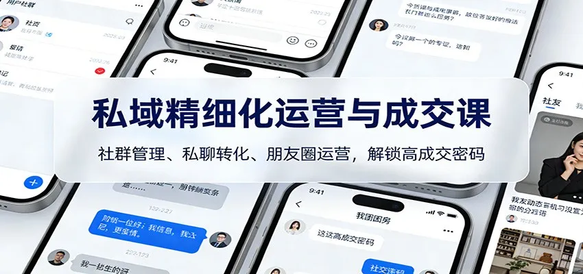 私域精细化运营与成交课:社群管理、私聊转化、朋友圈运营,解锁高成交密码-一起筹课网