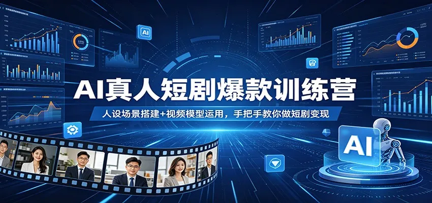 AI真人短剧爆款训练营：人设场景搭建+视频模型运用，手把手教你做短剧变现-一起筹课网