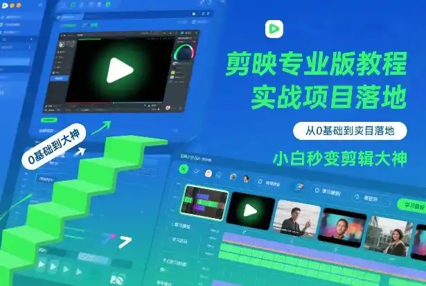 剪映专业版教程，从0基础到实战项目落地，小白秒变剪辑大神-一起筹课网
