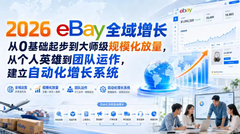 2026 eBay全域增长，从0基础起步到大师级规模化放量，从个人英雄到团队运作，建立自动化增长系统-一起筹课网