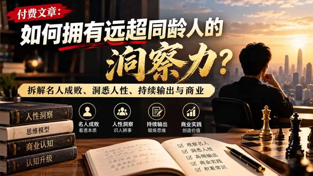 付费文章：如何拥有远超同龄人的洞察力？拆解名人成败、洞悉人性、持续输出与商业实践-一起筹课网