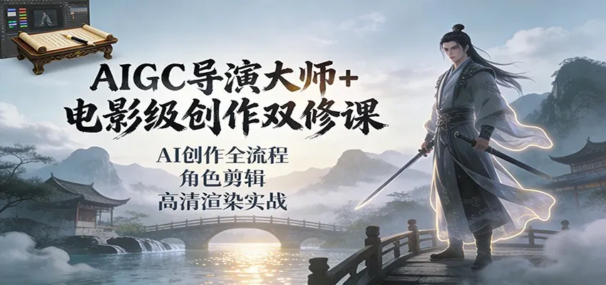AIGC导演大师+电影级创作双修课：AI创作全流程、角色剪辑、高清渲染实战-一起筹课网