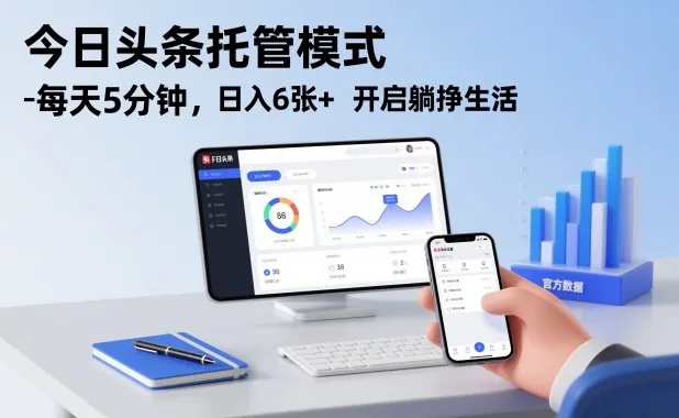 今日头条托管模式，每天5分钟，日入6张+，开启躺挣生活【揭秘】-一起筹课网