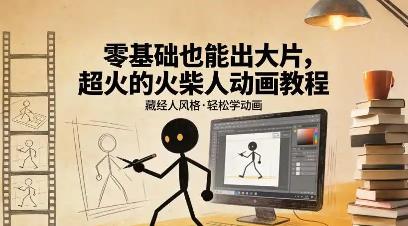 零基础也能出大片，超火的火柴人动画教程(藏经人风格)-一起筹课网