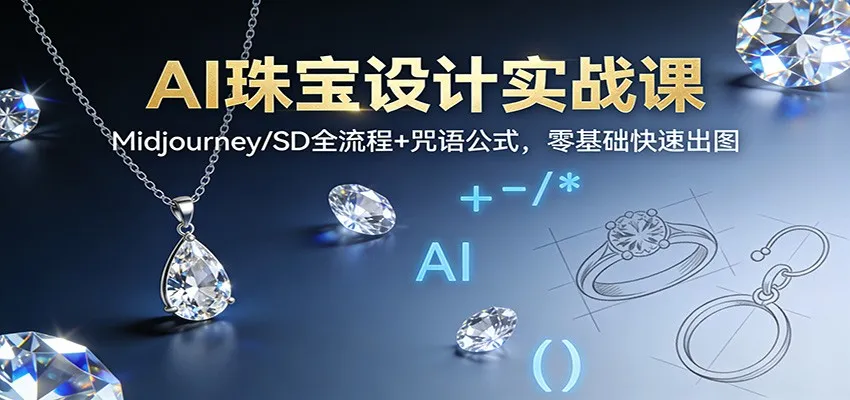 AI珠宝设计实战课：Midjourney/SD全流程+咒语公式，零基础快速出图-一起筹课网