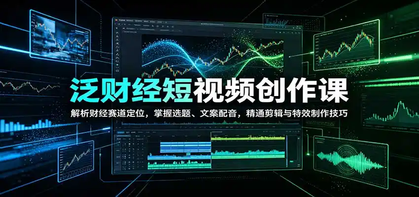 泛财经短视频创作课:解析财经赛道定位,掌握选题、文案配音,精通剪辑与特效制作技巧-一起筹课网