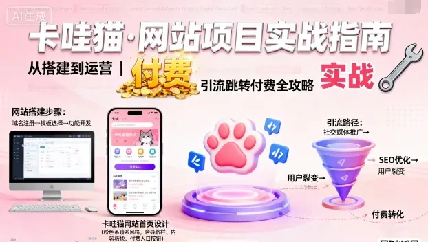 卡哇猫·网站项目,网站搭建与运营以及引流跳转付费