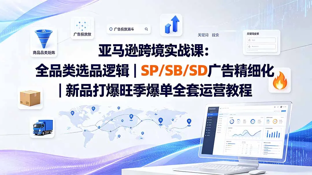 亚马逊跨境实战课-更新8月：全品类选品逻辑｜SP/SB/SD广告精细化｜新品打爆旺季爆单全套运营教程-一起筹课网