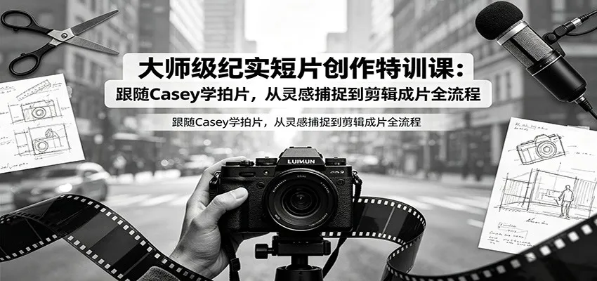 大师级纪实短片创作特训课:跟随Casey学拍片,从灵感捕捉到剪辑成片全流程-一起筹课网