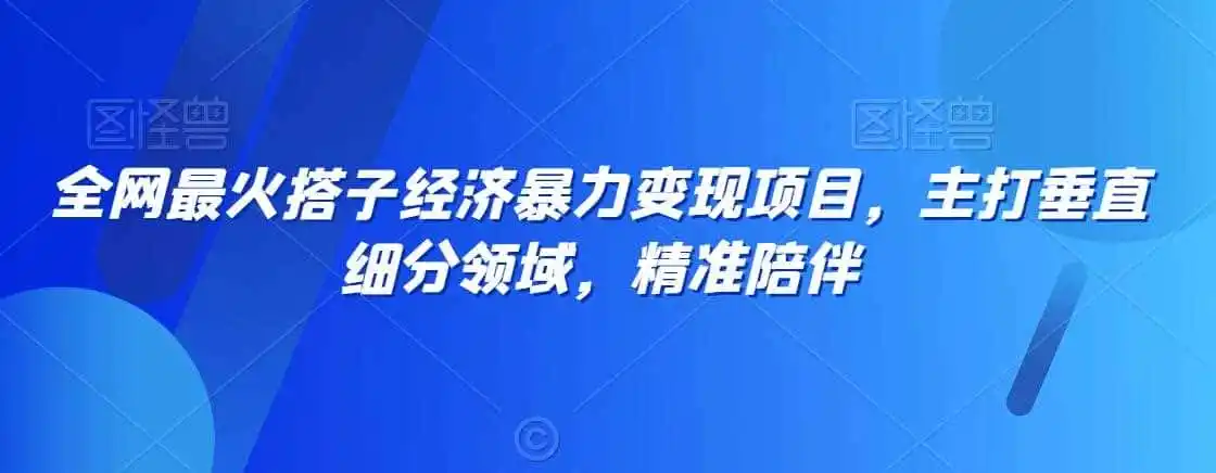 全网最火搭子经济暴力变现项目,主打垂直细分领域,精准陪伴【揭秘】-一起筹课网