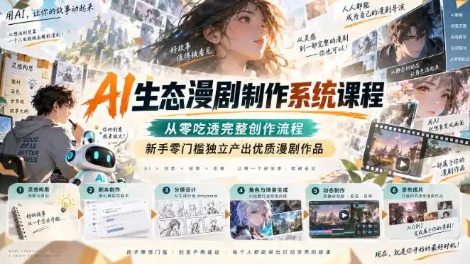 AI生态漫剧制作系统课程，从零吃透完整创作流程，新手零门槛独立产出优质漫剧作品-一起筹课网