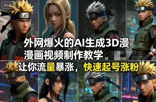 外网爆火的AI生成3D漫画视频制作教学，让你流量暴涨，快速起号涨粉！-一起筹课网
