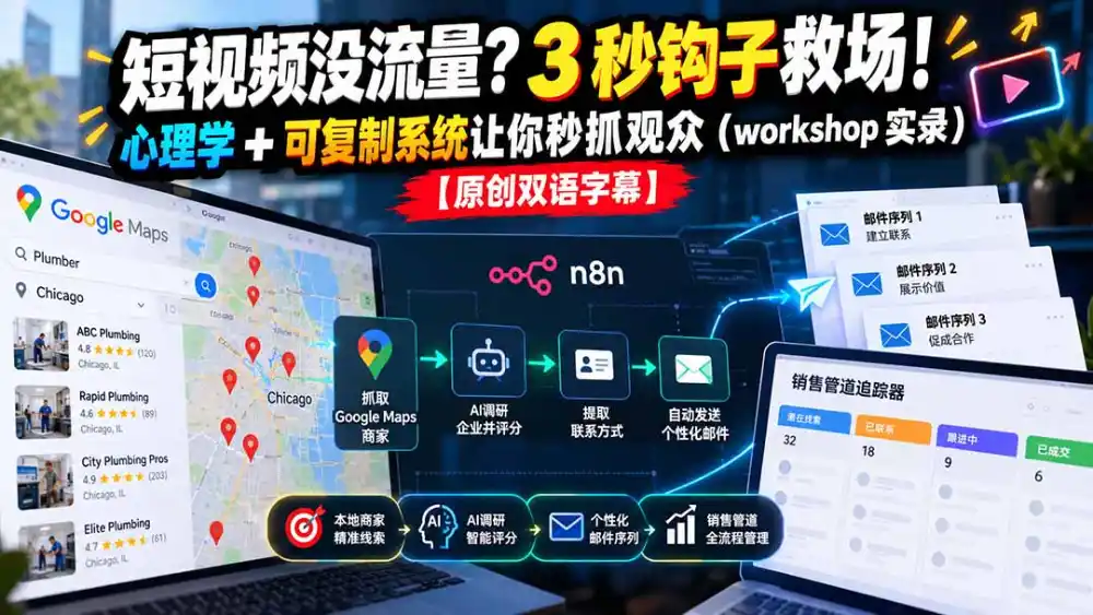 短视频没流量？3 秒钩子救场！心理学 + 可复制系统让你秒抓观众(workshop 实录-一起筹课网