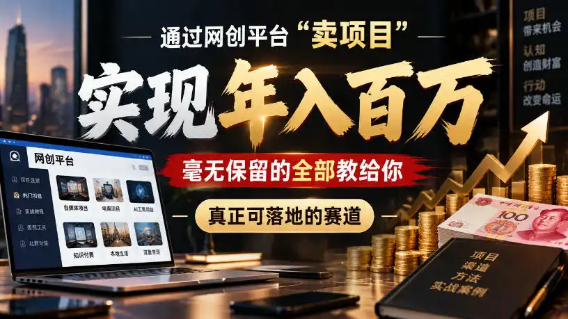 通过网创平台“卖项目”实现年入100w,毫无保留的全部教给你,真正可落地的赛道【揭秘】-一起筹课网
