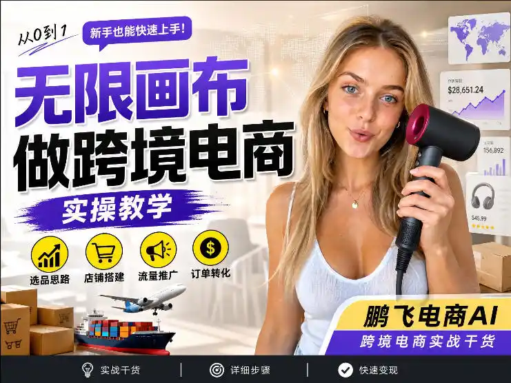 【跨境电商必备】AI无线画布制作商品宣传视频，四步搞定，无线画布工作流，操作简单好上手-一起筹课网