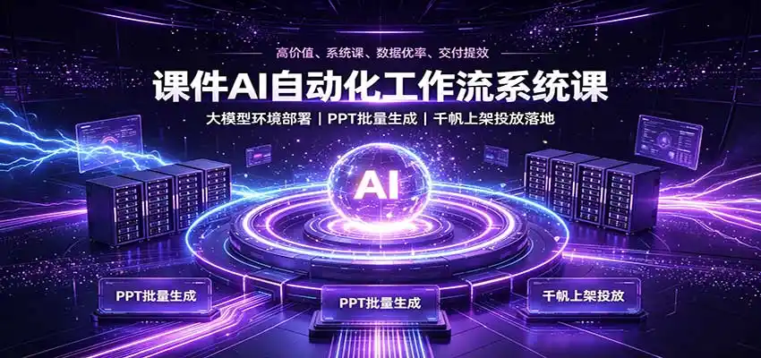 课件AI自动化工作流系统课：大模型环境部署，PPT批量生成，千帆上架投放落地-一起筹课网