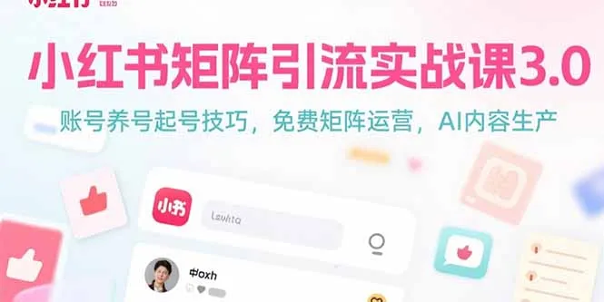 小红书矩阵引流实战课3.0：账号养号起号技巧，免裴矩阵运营，AI内容生产-一起筹课网