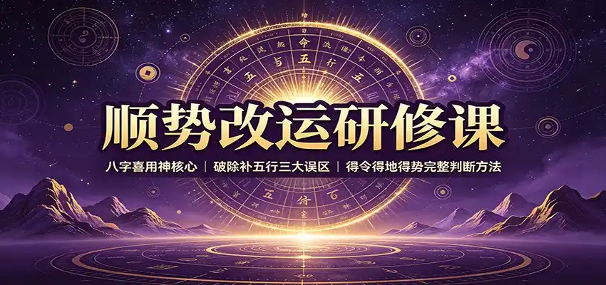 顺势改运研修课：八字喜用神核心，破除补五行三大误区，得令得地得势完整判断方法-一起筹课网