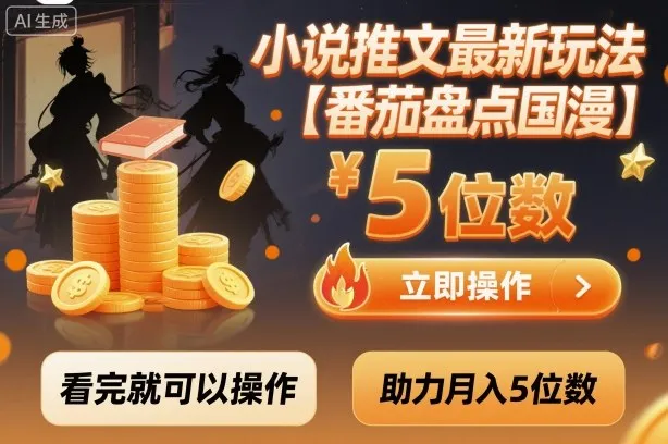 小说推文最新玩法，助力月入5位数【番茄盘点国漫】玩法，看完就可以操作-一起筹课网