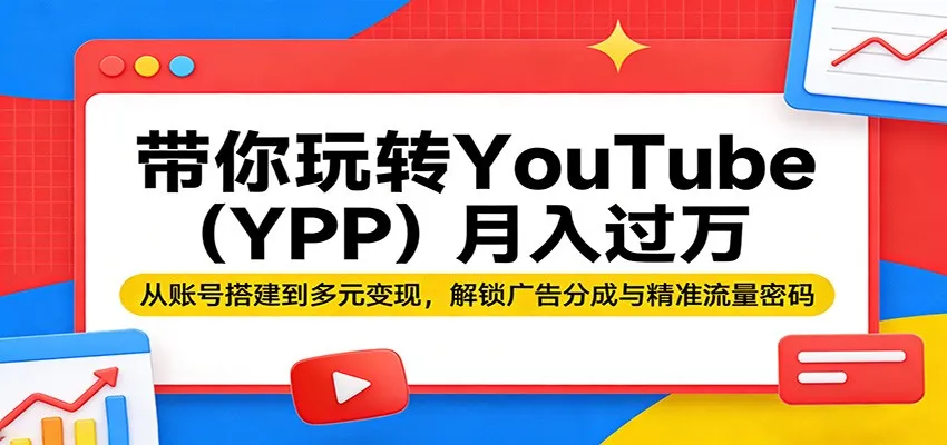 带你玩转YouTube(YPP)月入过万:从账号搭建到多元变现,解锁广告分成与精准流量密码-一起筹课网
