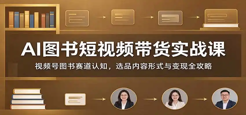 AI图书短视频带货实战课：视频号图书赛道认知，选品内容形式与变现全攻略-一起筹课网