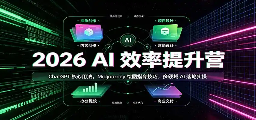 2026 AI效率提升营：ChatGPT核心用法，Midjourney绘图指令技巧，多领域AI落地实操-一起筹课网