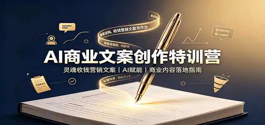 AI商业文案创作特训营：灵魂收钱营销文案，AI赋能，商业内容落地指南-一起筹课网