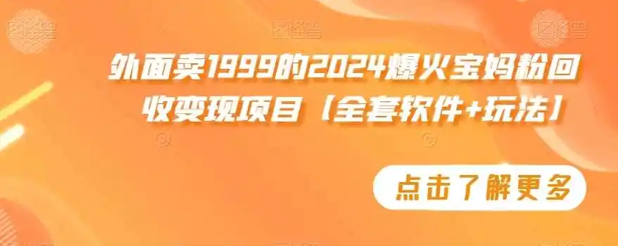 外面卖1999的2024爆火宝妈粉回收变现项目【全套软件+玩法】【揭秘】-一起筹课网